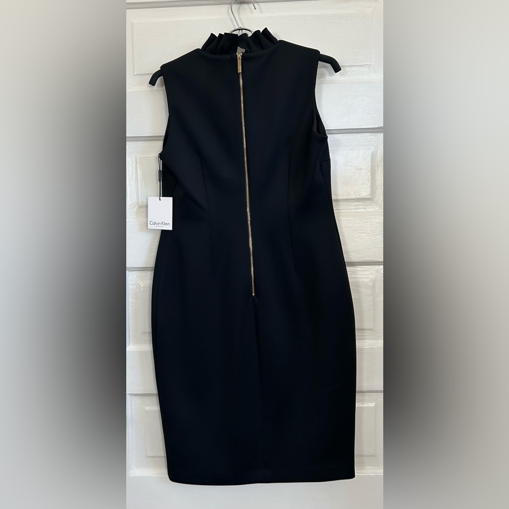 Calvin Klein Black Sheath Dress with Ruffled Collar - Picture 7 of 10
